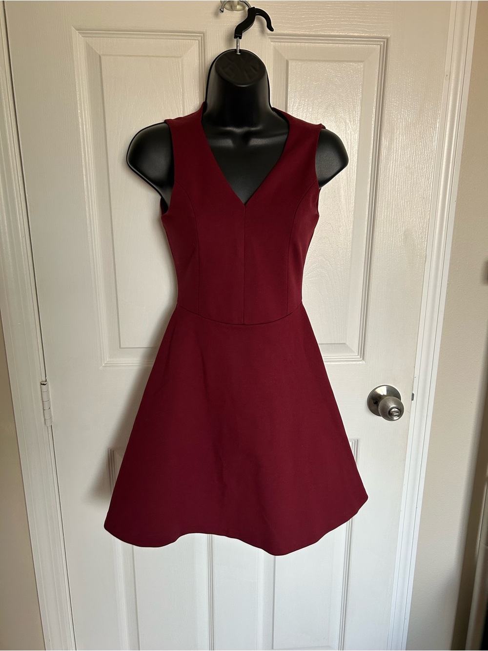 Lulu's Sleeveless V-Neck Fit & Flare Dress in Burgundy